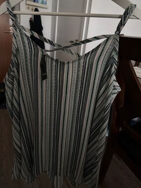 torrid Striped Crisscross Tank Top - Black, Teal & Peach